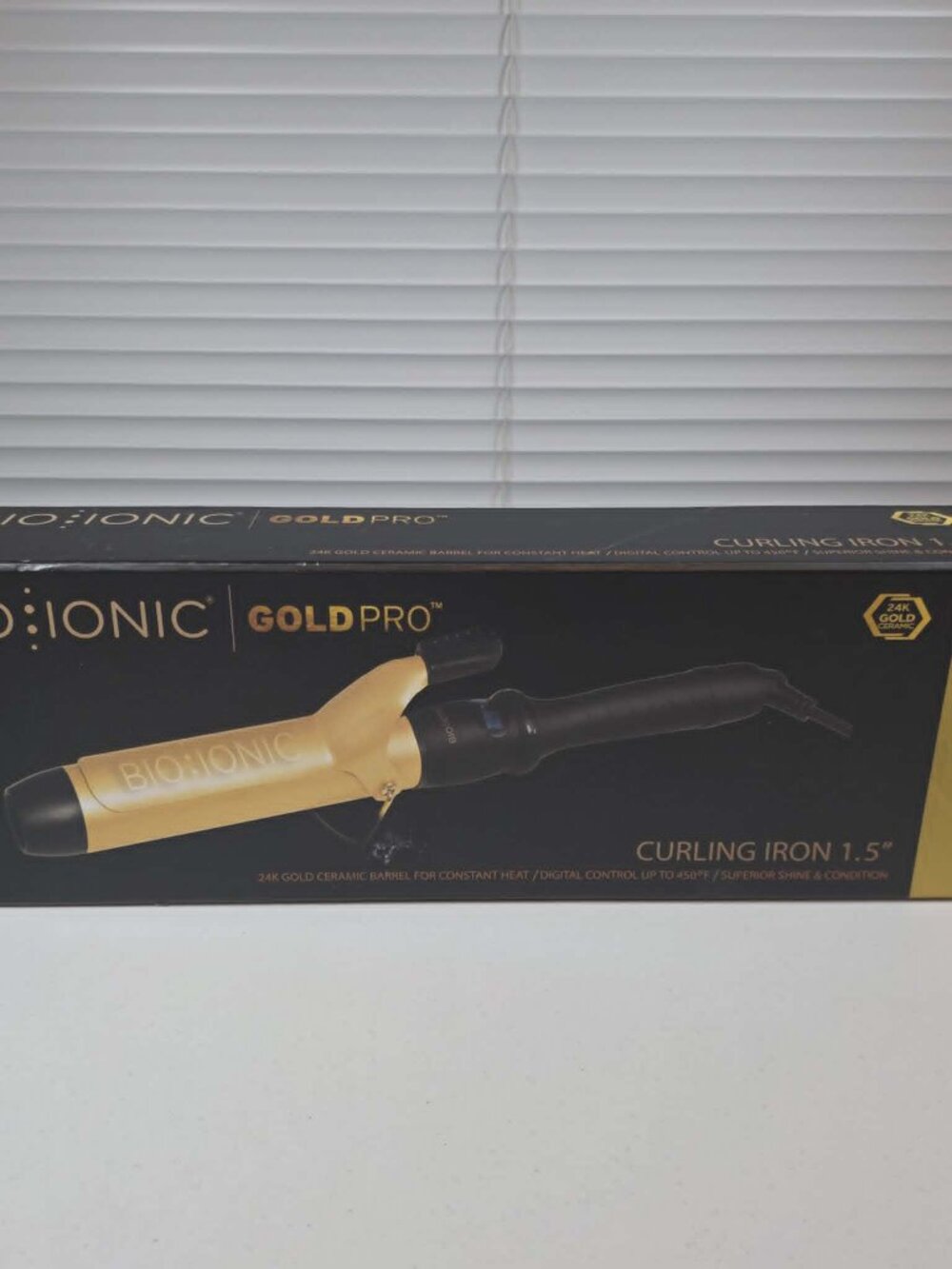 BIO IONIC GOLD PRO CURLING IRON 1.5" CERAMIC WAND BLACK GOLD